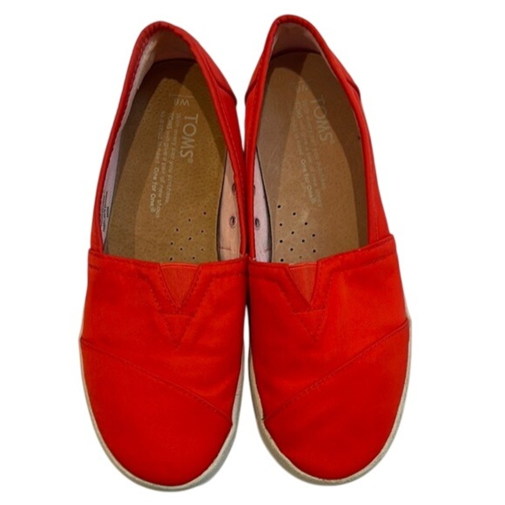 Toms Orange Red Moccasins Classic Nylon Slip-On Shoes 6
